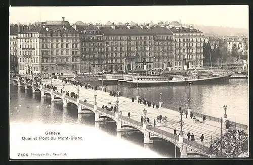 AK Genève, Quai et Pont du Mont-Blanc