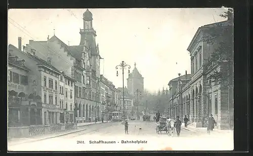 AK Schaffhausen, Strassenpartie am Bahnhofplatz
