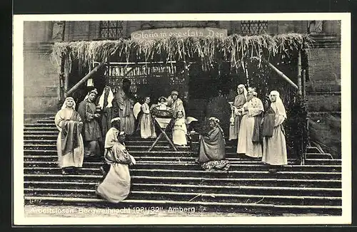 AK Amberg, Arbeitslosen-Bergweihnacht 1931 /32, Krippenspiel