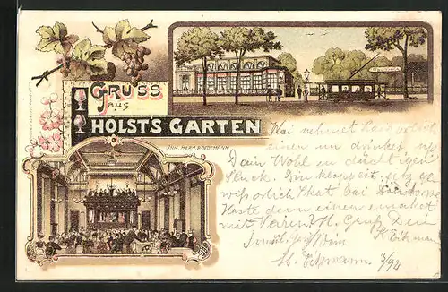 Lithographie Braunschweig, Gasthaus Holst`s Garten