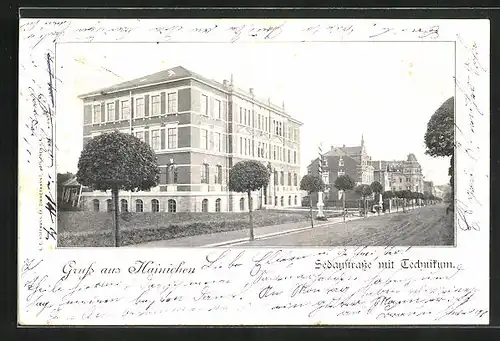 AK Hainichen, Sedanstrasse mit Technikum