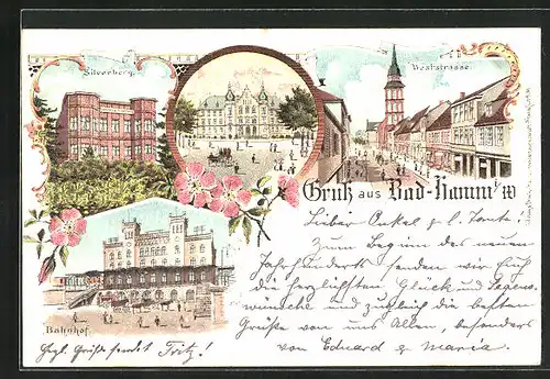 Lithographie Hamm i. W., Weststrasse, Silverberg, Bahnhof