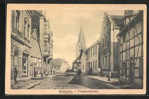 AK Mengede, Friedhofstrasse gegen Kirche