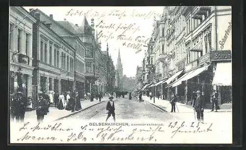 AK Gelsenkirchen, Bahnhofstrasse mit Passanten