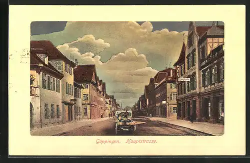 AK Göppingen, Hauptstrasse mit Auto