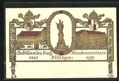 Künstler-AK Dillingen, Jubiläum des bisch. Knabenseminars 1862-1912