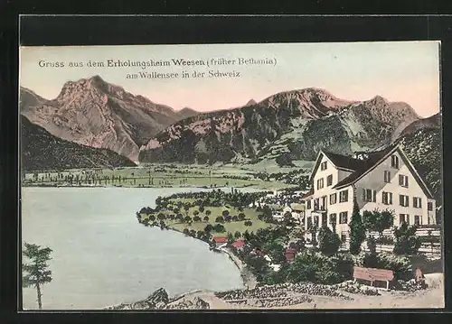 AK Weesen, Hotel Erholungsheim Weesen früher Bethania am Wallensee