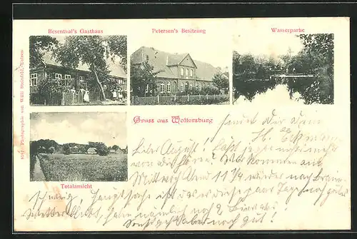 AK Woltersburg, Besenthal`s Gasthaus, Petersen`s Besitzung, Totalansicht