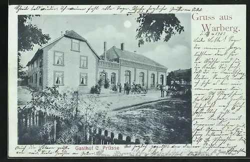 Mondschein-AK Warberg, Gasthof C. Prüsse