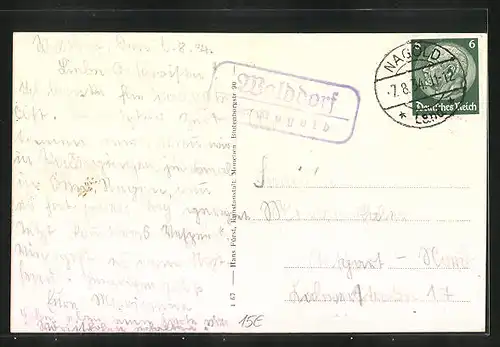AK Walddorf bei Nagold, Gasthaus zum grünen Baum, Totalansicht, Handlung v. Georg Volz