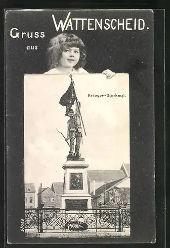AK Wattenscheid, Krieger-Denkmal mit einem Jungen