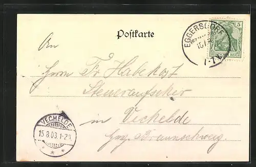 AK Eggersdorf, Gasthof von H. Körtge, Tränkstrasse, Bahnhof