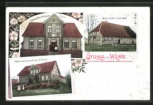AK Weste, Alkoholfreier Gasthof, Gasthaus von Friedr. Gade, Handlung von H. Harms
