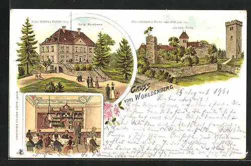 Lithographie Wohldenberg, Hotel Schloss Wohldenberg von Fritz Marahrens