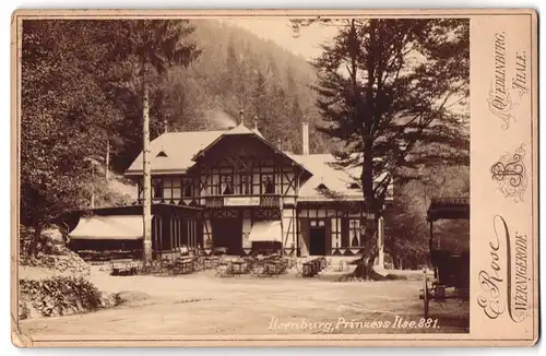 Fotografie E. Rose, Wernigerode, Ansicht Ilsenburg, Partie am Gasthaus Prinzess Ilse