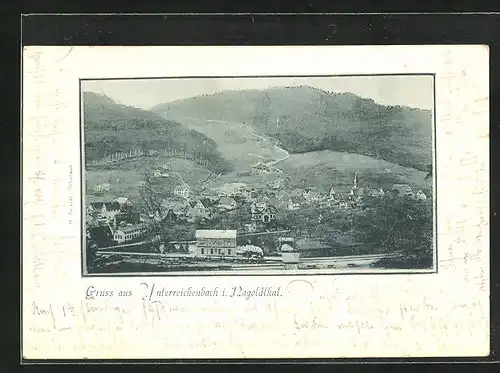 AK Unterreichenbach i. Nagoldthal, Ortsansicht mit Bahnhof