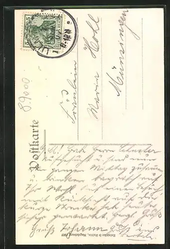 AK Ulm /Donau, Partie an der Stadtmauer