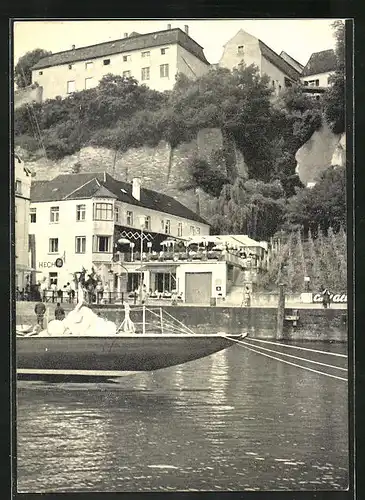 AK Meersburg /Bodensee, Terrassen-Café Hotel Hecht am See