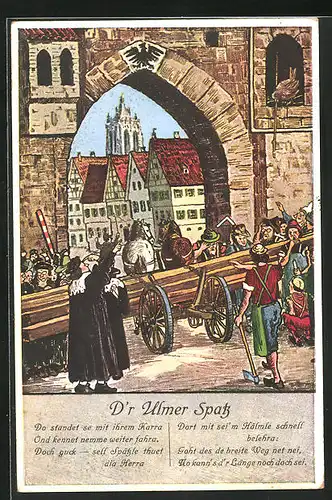 Künstler-AK Ulm /Donau, D`r Ulmer Spatz
