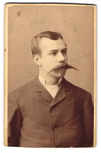 Fotografie W. Höffert, Dresden, See-Str. 19, Modisch gekleideter Herr mit Schnauzbart