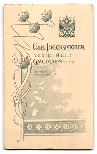 Fotografie C. Jagerspacher, Gmunden, Modisch gekleideter Herr mit Schnauzbart