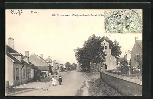 AK Grossouvre, Grande-Rue et Eglise