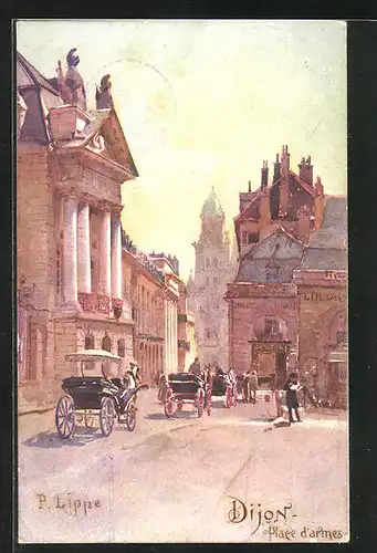 Künstler-AK Dijon, Place d`armes