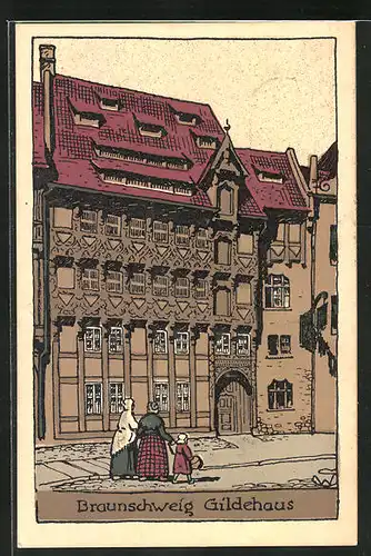 Steindruck-AK Braunschweig, Gildehaus