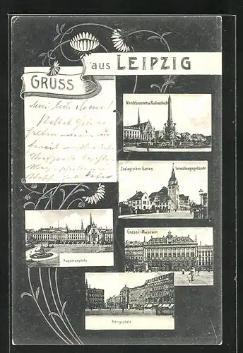 AK Leipzig, Augustusplatz, Grassi-Museum, Zoologischer Garten