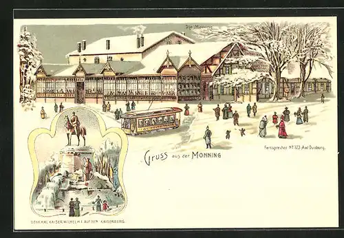 Winter-Lithographie Duisburg, Gasthaus Monning