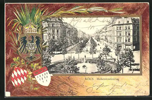 Passepartout-Lithographie Köln-Neustadt, Grünanlage am Hohenstaufenring