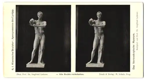 Stereo-Fotografie Dr. Seigfried Lederer, Prag, Ansicht Rom, Klassische Sklupturen: Apoxyomenos des Lysipp