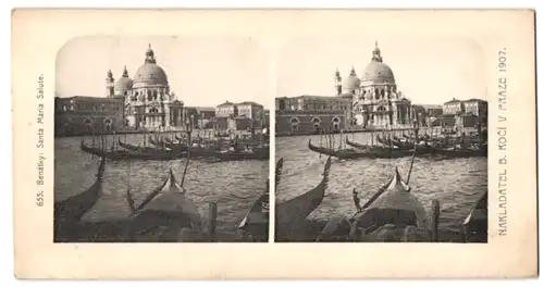 Stereo-Lichtdruck Nakladatel B. Koci, Prag, Ansicht Venedig, Santa Maria Salute