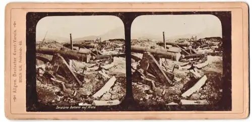 Stereo-Fotografie Allg, Deutscher Kunstverein, Berlin, Friedrichstr. 40, zerstörte Batterie auf Kreta