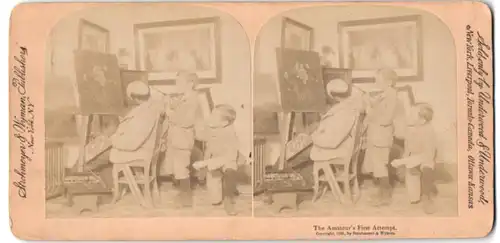 Stereo-Fotografie Strohmeyer & Wyman, New York, the Amateurs First Attempt, Maler mit seinen Schülern