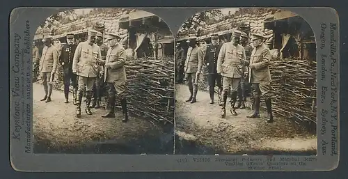 Stereo-Fotografie Keystone View Comp., Meadville / PA., President Poineare and Marshal Joffre on the Somme Front