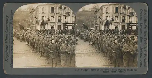 Stereo-Fotografie Keystone View Comp., Meadville / PA., Some of our Two Million Fighters Ready for Home in Brest