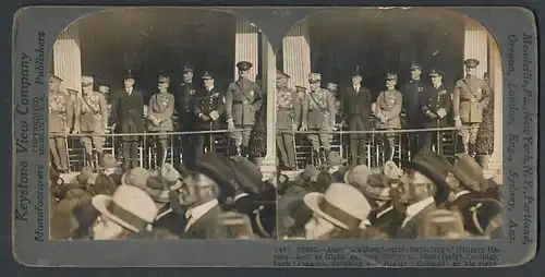 Stereo-Fotografie Keystone View Comp., Meadville / PA., Americas notable Gathering Jacques, Diaz, Coolidge, Foch, Beatty