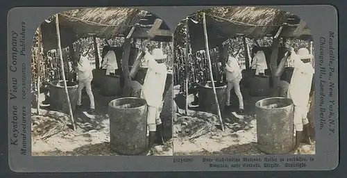 Stereo-Fotografie Keystone View Comp., Meadville / PA., rohe einheimische Methode Kaffee zu enthülsen aus Mexico