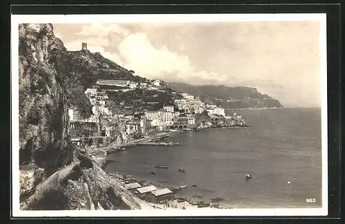AK Amalfi, Ortsansicht aus der Ferne