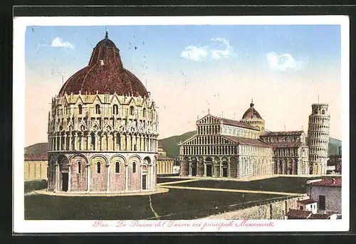 AK Pisa, La Piazza del Duomo coi principale Monumenti