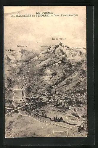 AK Bagneres-de-Bigorre, Les Pyrénées, Vue, Panoramique