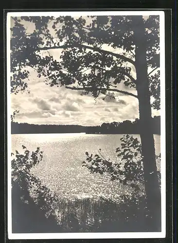 AK Niedersee, Kurhaus am Abend