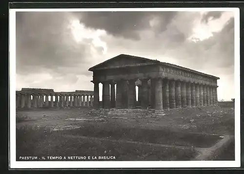 AK Paestum, Il Tempio a Nettuno e la Basilica