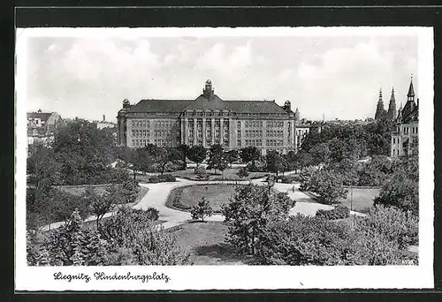 AK Liegnitz, Blick auf den Hindenburgplatz