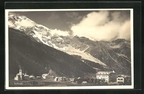 AK S. Geltrude /Solda, Gesamtansicht des Ortes mit Bergen