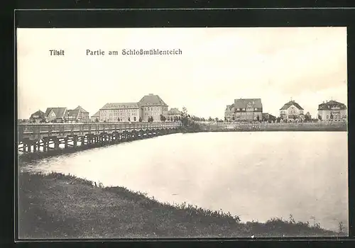 AK Tilsit, Blick auf die Partie am Schlossmühlenteich