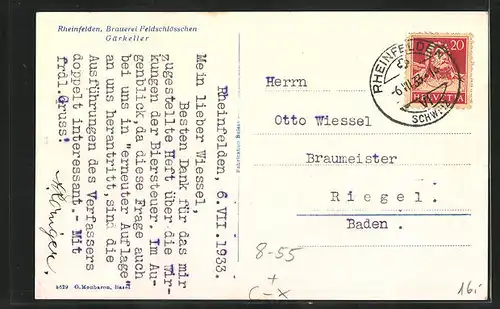 AK Rheinfelden, Innenansicht des Gärkellers der Brauerei Feldschlösschen, Offene Gärung mit Blick auf die Kräusen