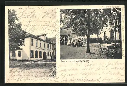 AK Duttenberg, Brauerei Gasthaus zum Engel, Terrasse