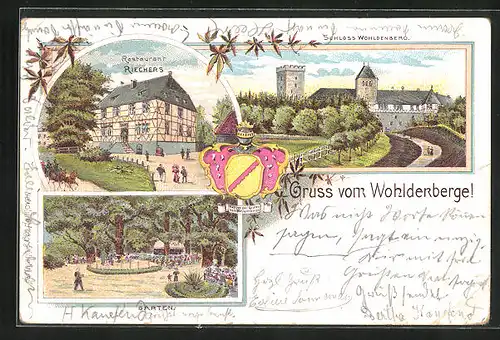 Lithographie Holle, Restaurant Riechers, Schloss Wohlderberg